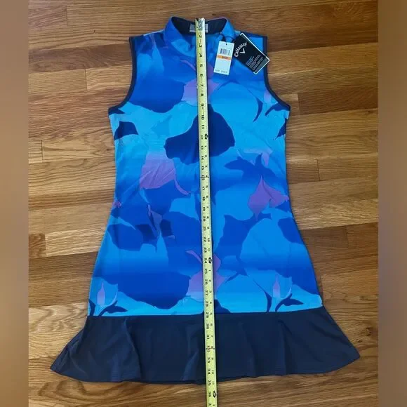 Callaway Opti-Dri Golf Dress Sleeveless Abstract Gradient Print Blue Small NWT - Picture 7 of 14